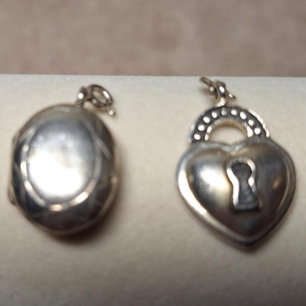 Locket charm in sterling silver with heart keyhole charm set of 2